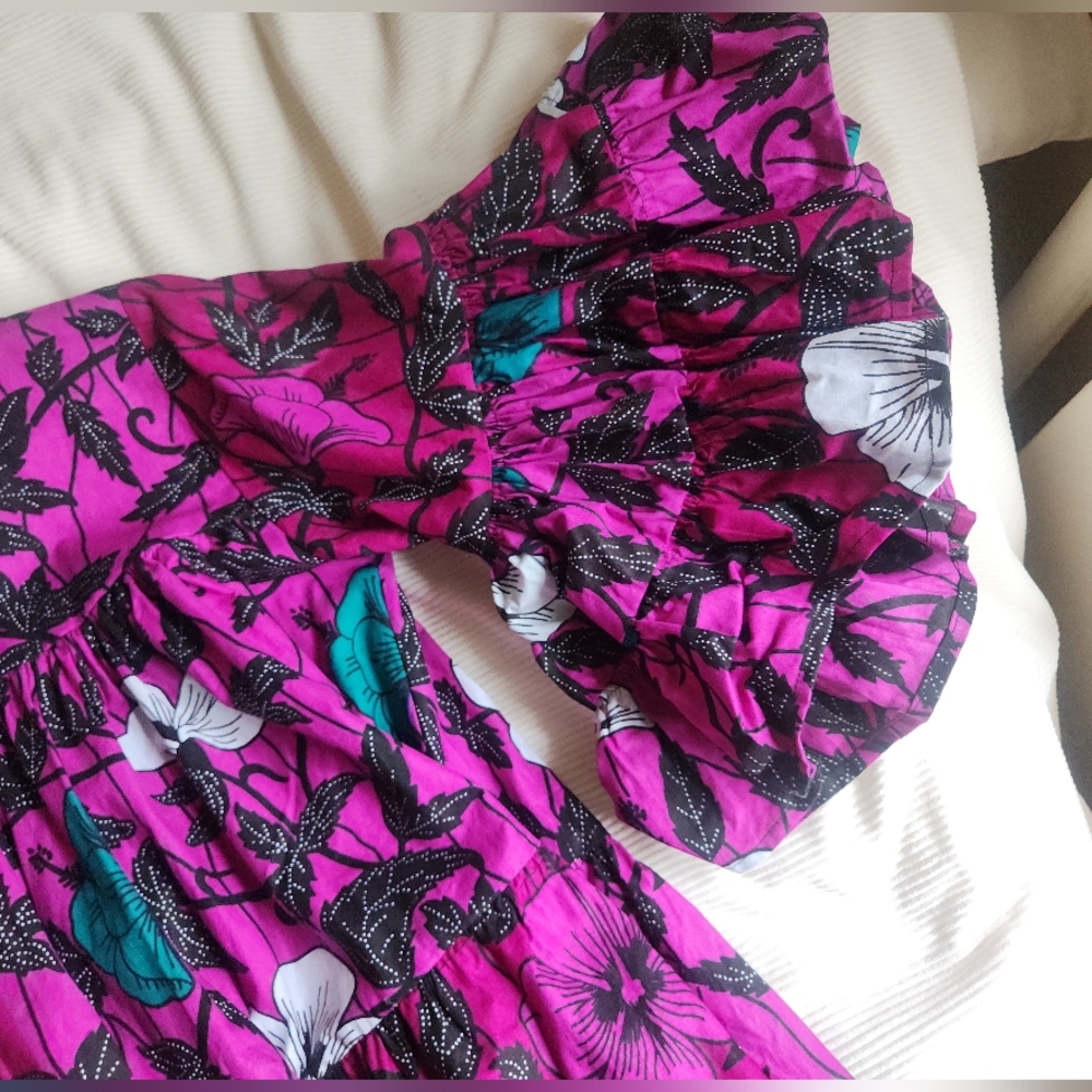 Voluminous Hibiscus Flowers Prints Cotton Tiered Dress Floral Purple Sz 6/8 NWOT - Picture 12 of 16